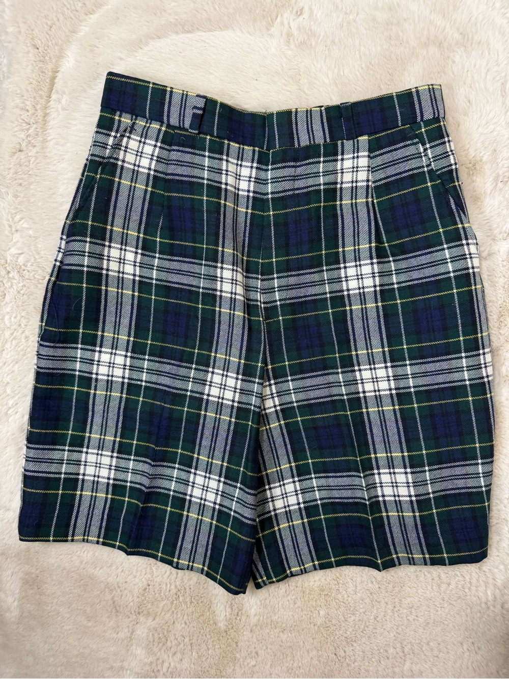 Vintage Lady Harlin 100% Pure Wool Plaid High Rise Golf Shorts